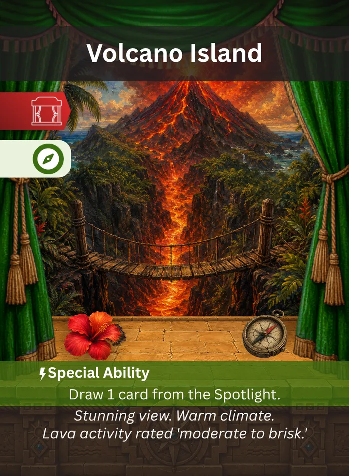 Pull the Strings card: Volcano Island, an Adventure setting.